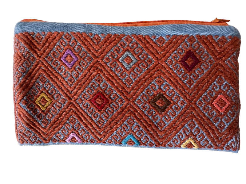 Cotton Make-up Bag - Orange/Blue