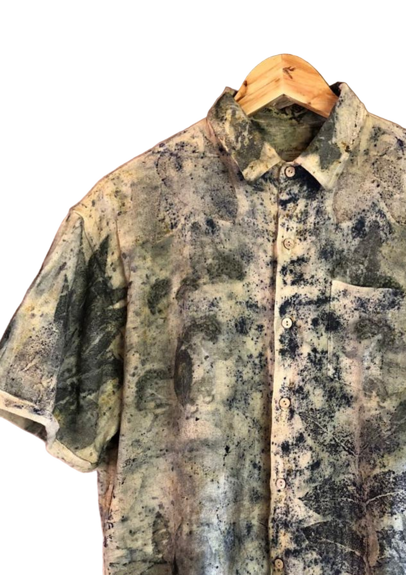 Eco Botanical Print Shirt with Natural Dye