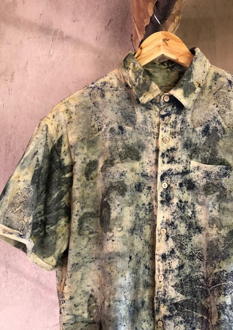 Eco Botanical Print Shirt with Natural Dye