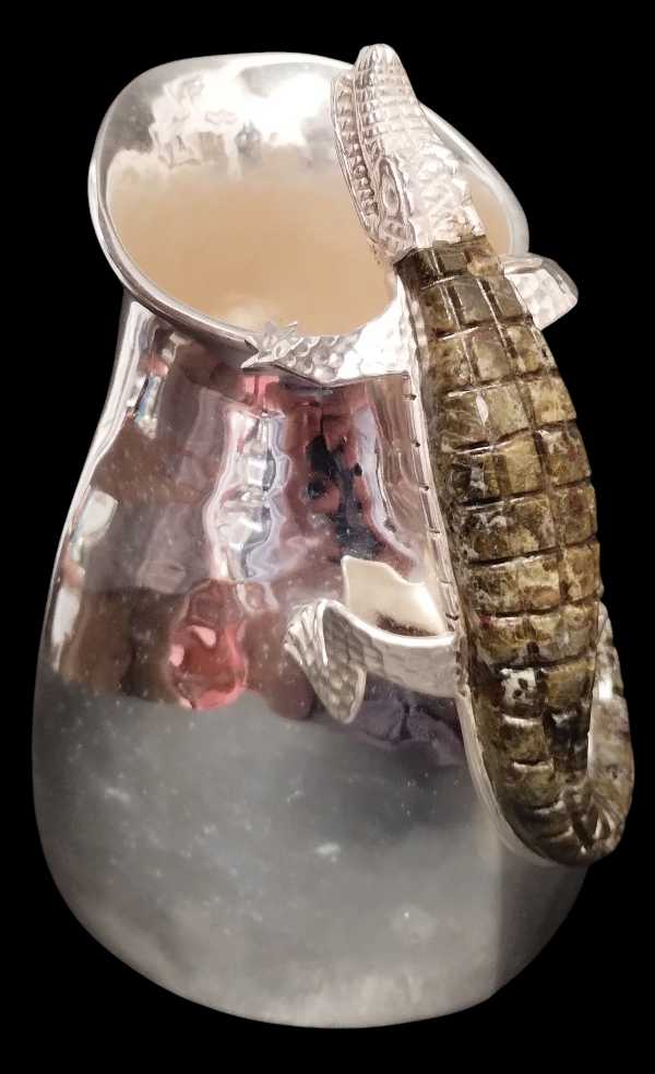 Square Creamer with Crocodile Design and Spoon