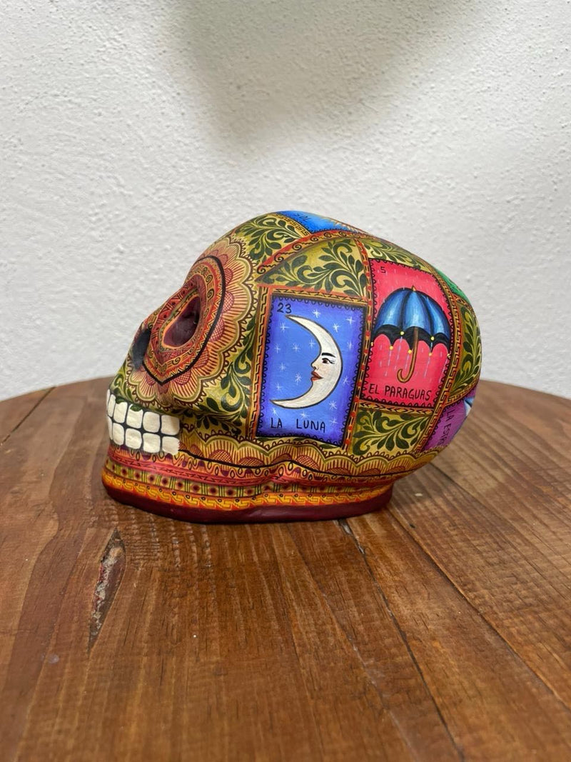 Loteria Skull – Polychrome Clay