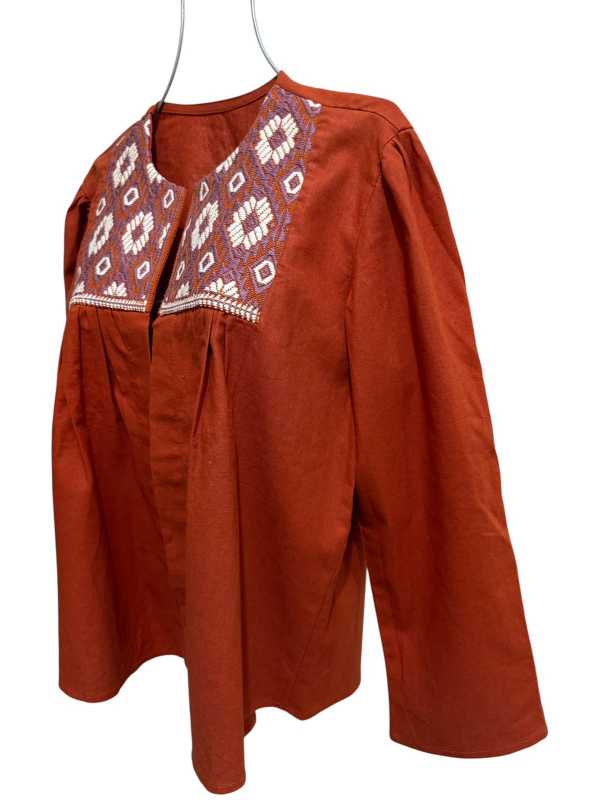 Linen Jacket with Handwoven Brocade