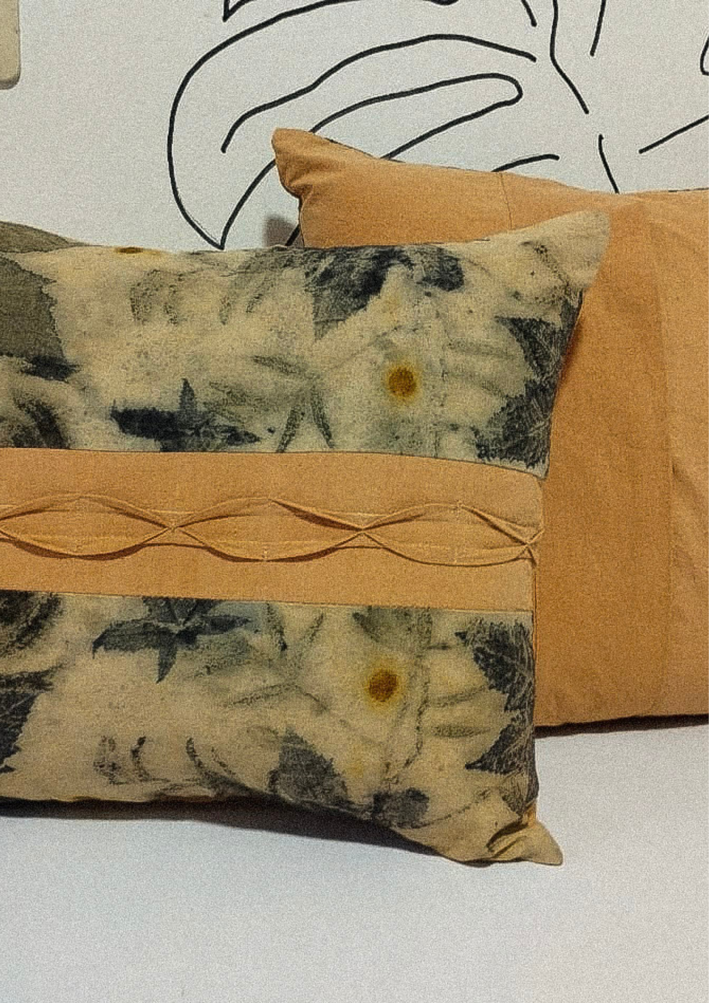 Pure Cotton Cushion Cover with Eco Botanical Print