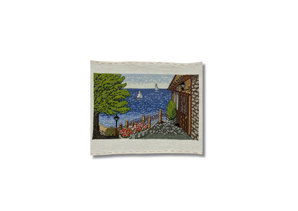 Sea Landscape Embroidered Cross-Stitch Canvas