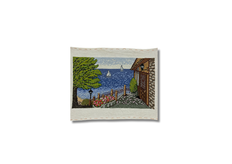 Sea Landscape Embroidered Cross-Stitch Canvas
