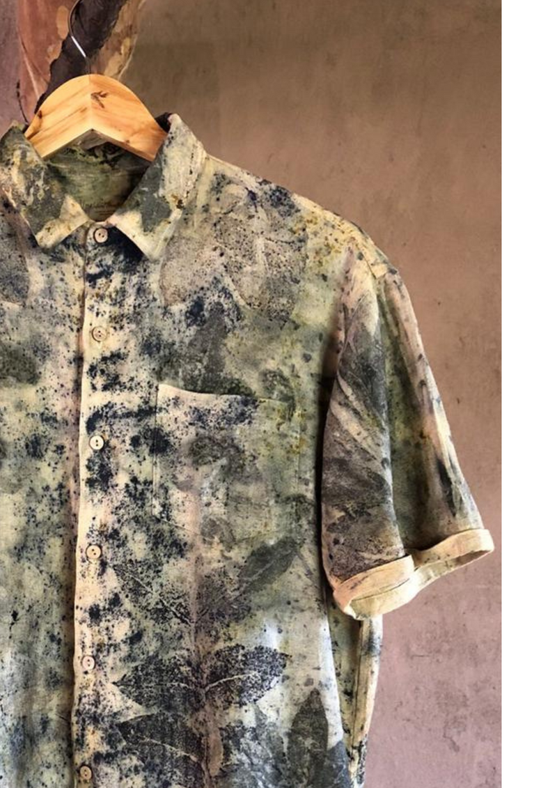 Eco Botanical Print Shirt with Natural Dye