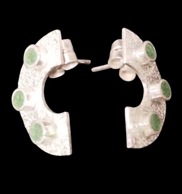 Half-Circle Earrings with Malachite