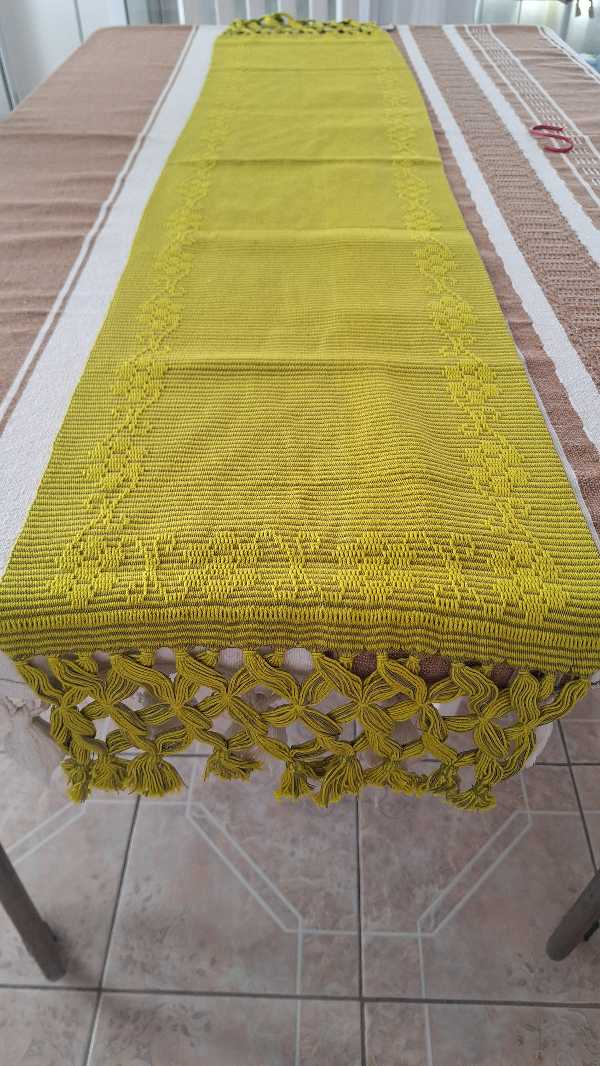 Handwoven Green Cotton Table Runner