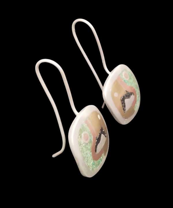 Parrot-Inspired Earrings with Malachite Inlays