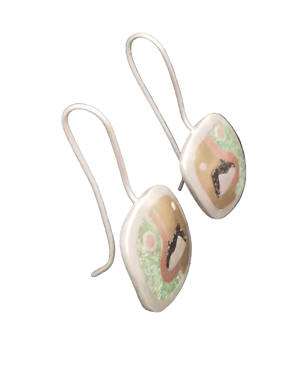 Parrot-Inspired Earrings with Malachite Inlays