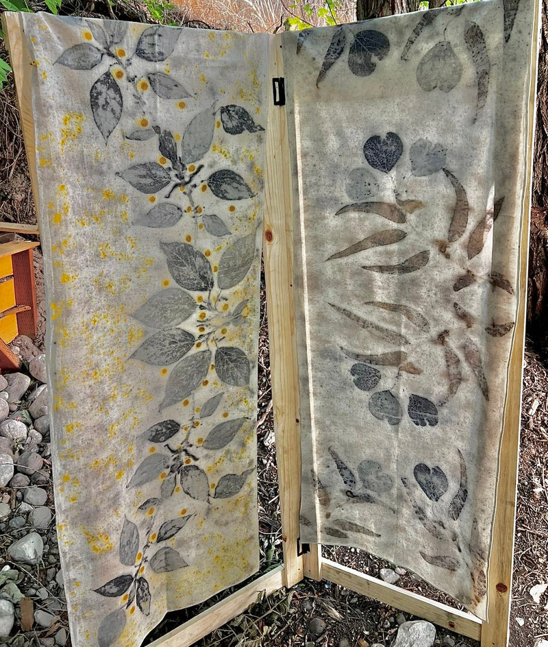 Eco Print Shawl – Bohemian Clothing, Botanical Wrap, Sustainable Regenerative Fashion