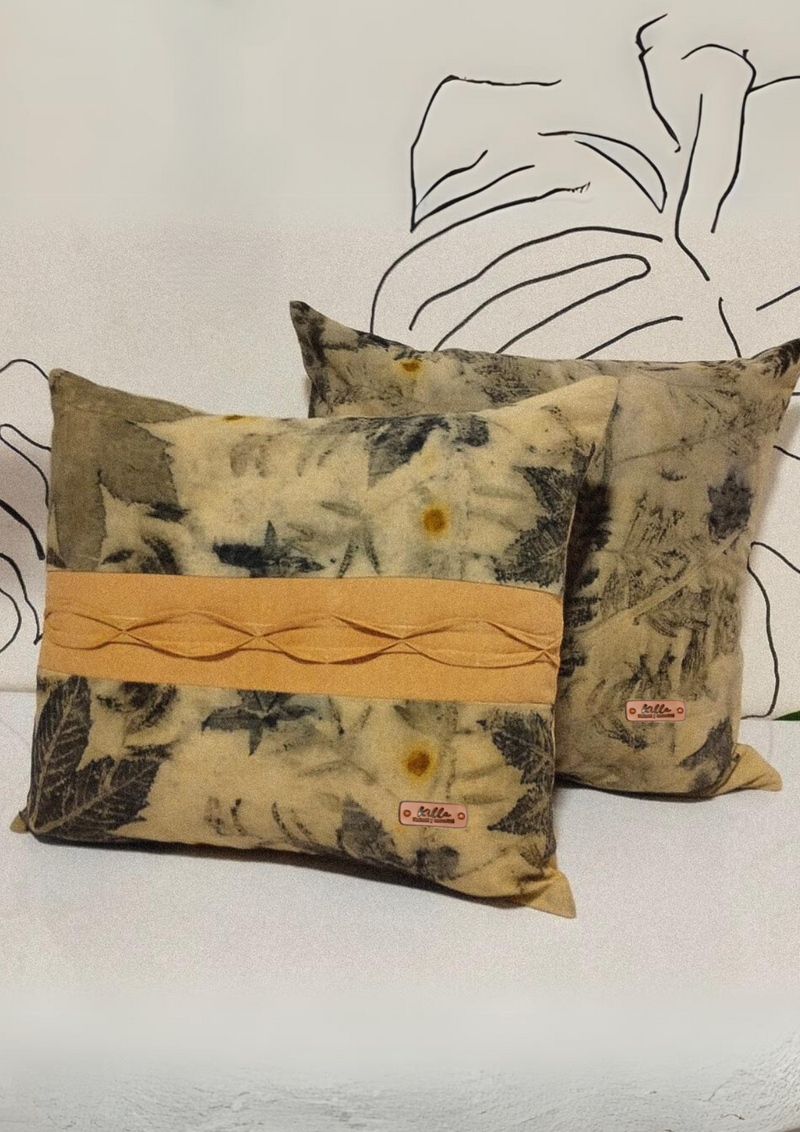 Pure Cotton Cushion Cover with Eco Botanical Print