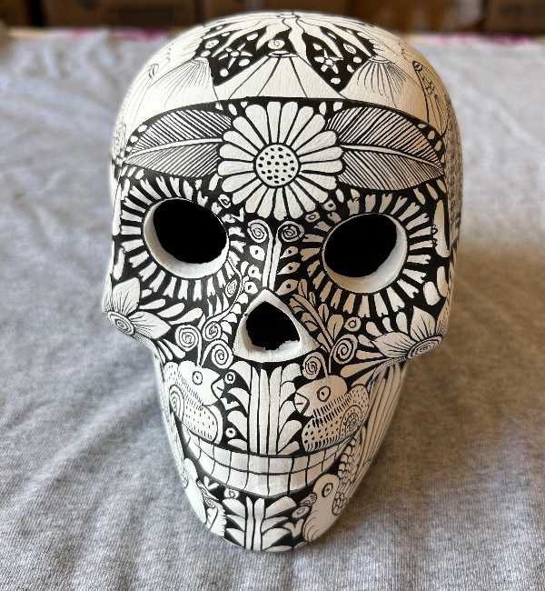 Hand-Painted Clay Skull