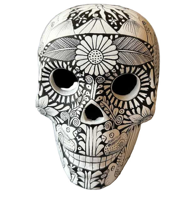 Hand-Painted Clay Skull