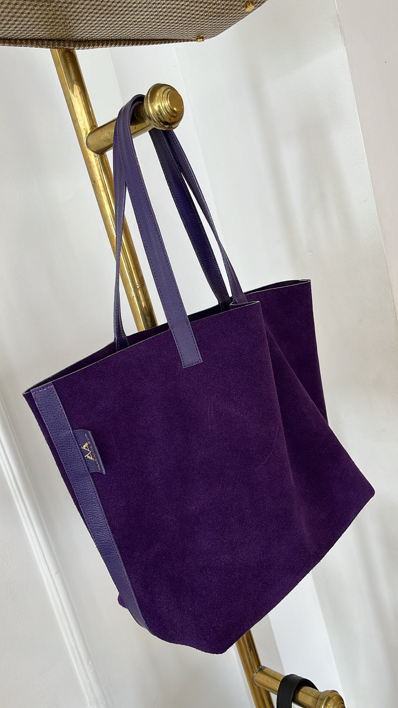 Purple Italian Suede Shopping Bag