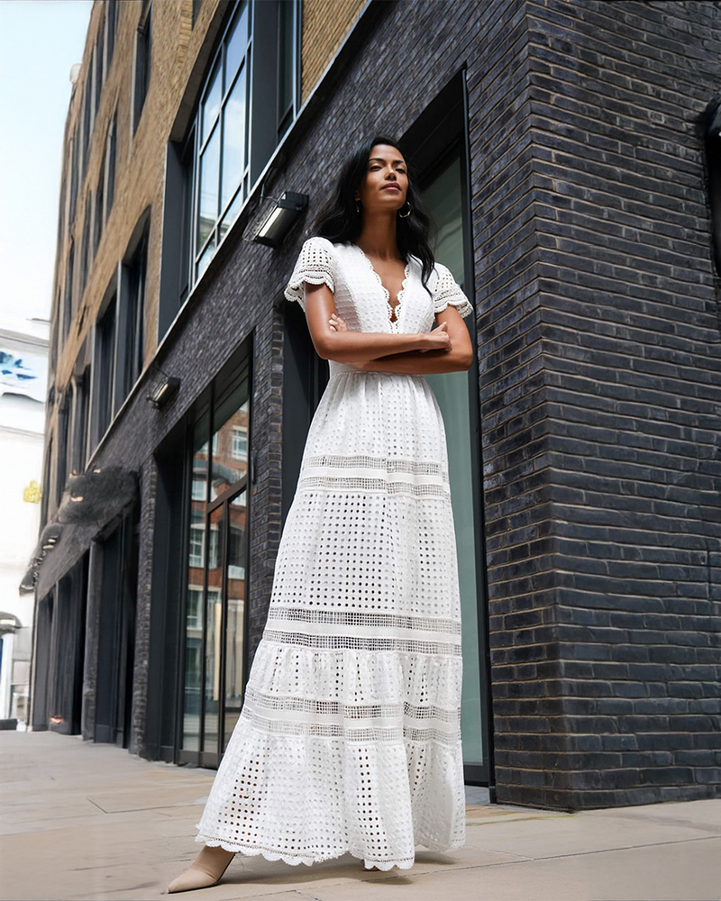 Embellished V-Neck Maxi Dress