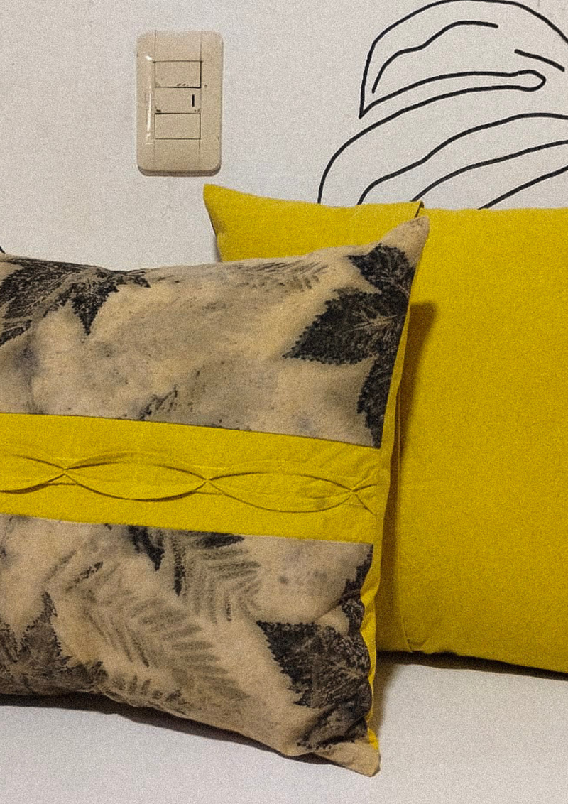 Pure Cotton Cushion Cover with Eco Botanical Print