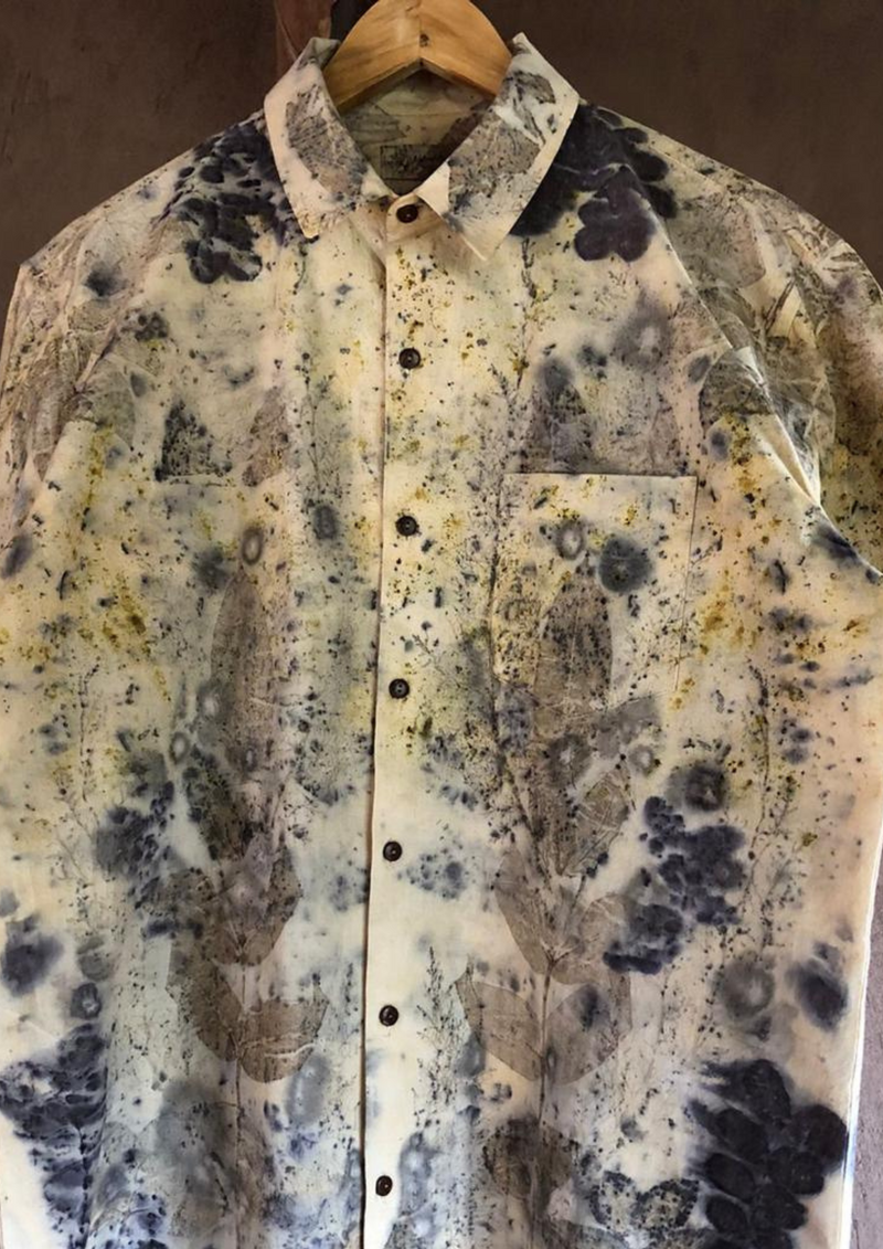 Eco Botanical Print Shirt with Natural Dye