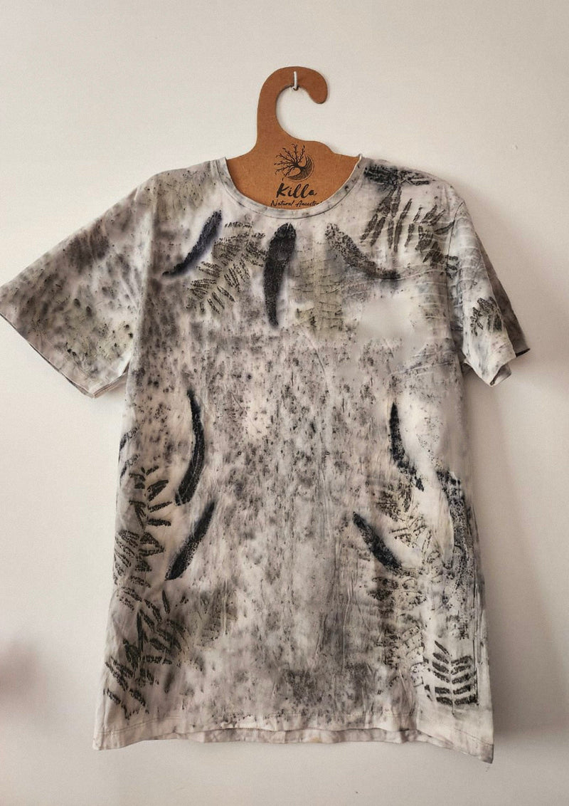 Basic Eco-Print Cotton T-Shirt with Natural Leaf Print – Sustainable Fashion