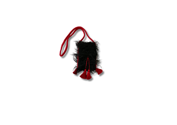 Black Wool Strap Bag