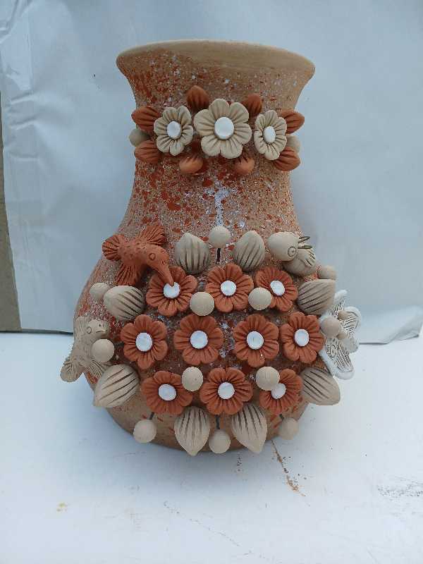 Natural Vase with Animals and Floral Relief