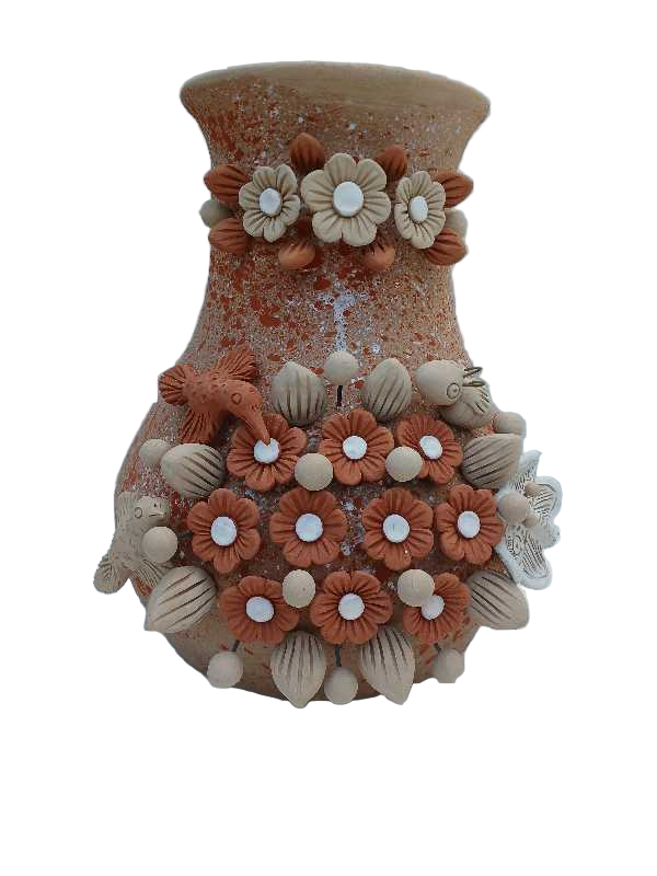 Natural Vase with Animals and Floral Relief