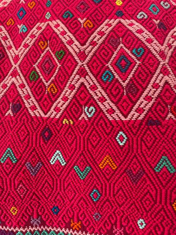 Huipil with Traditional Fuchsia Brocade