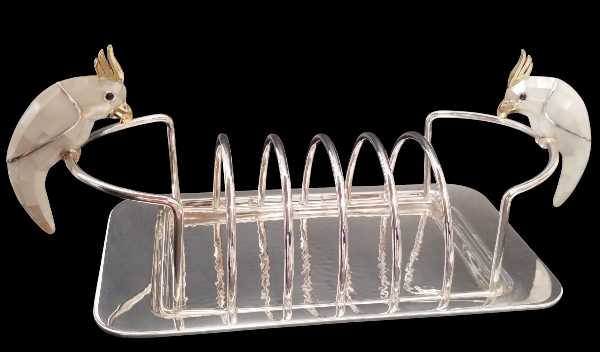 Hammered Bread Basket with Cockatoo Design