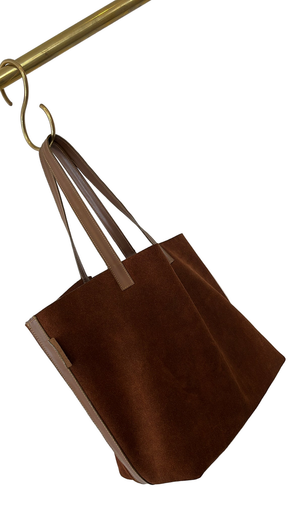 Honey Italian Suede Shopping Bag