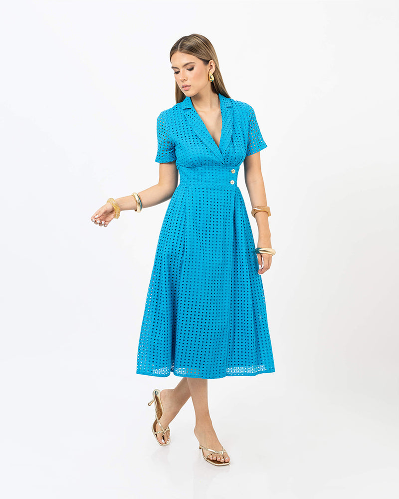 Cotton V-Neck Midi Dress