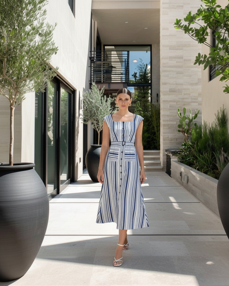 Linen Sleeveless Midi Dress