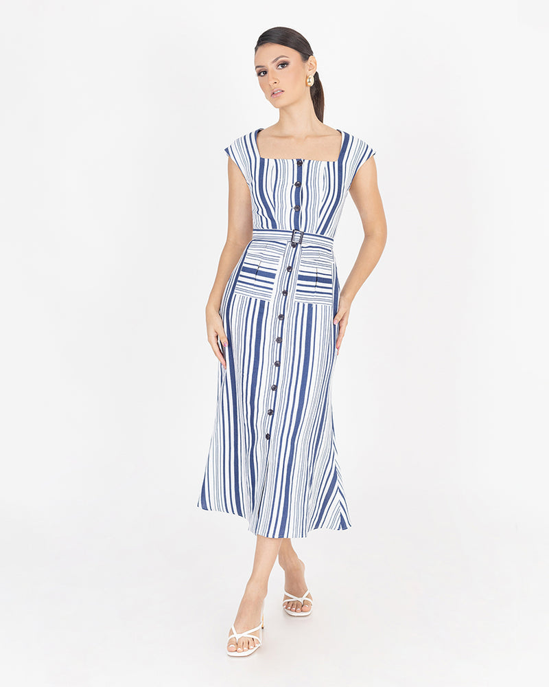 Linen Sleeveless Midi Dress