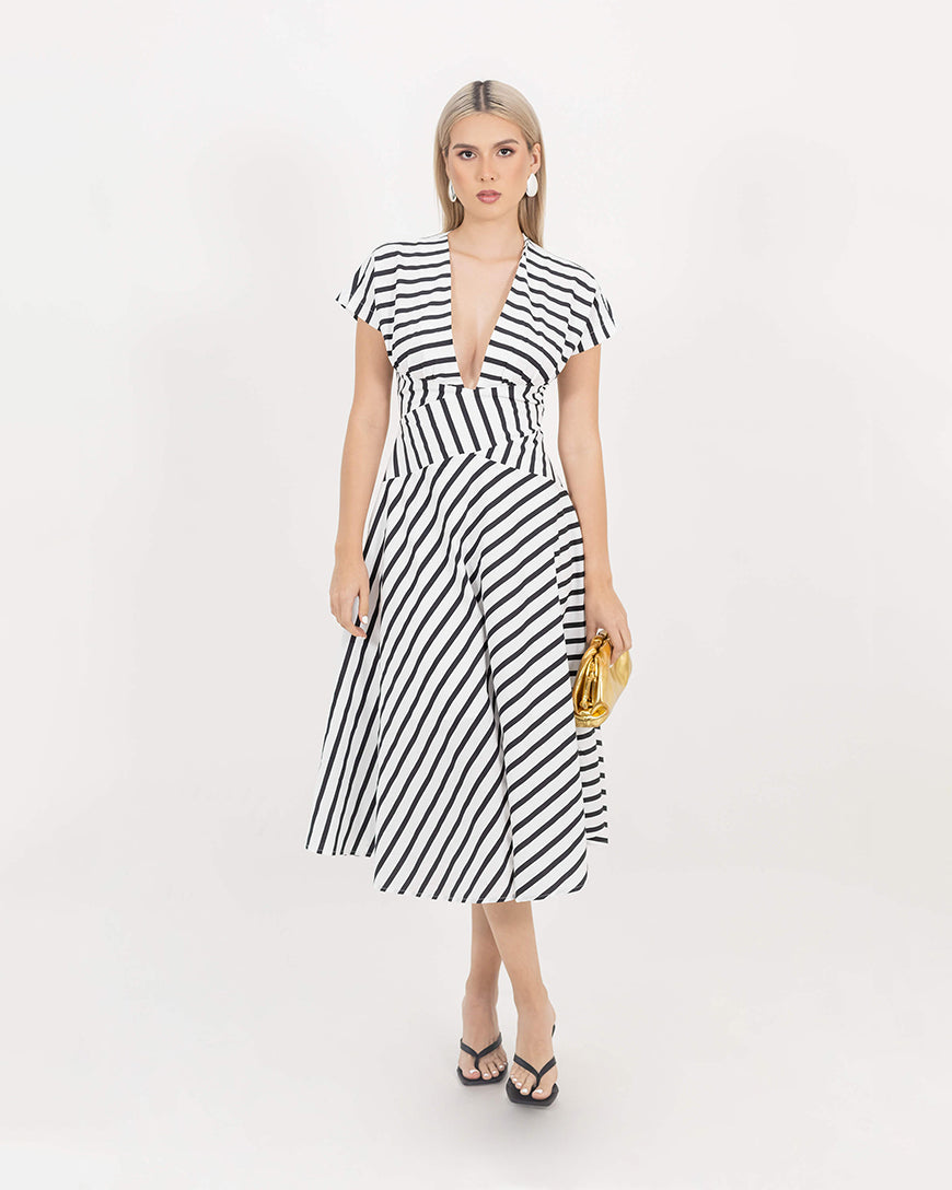 V-Neck Midi Dress