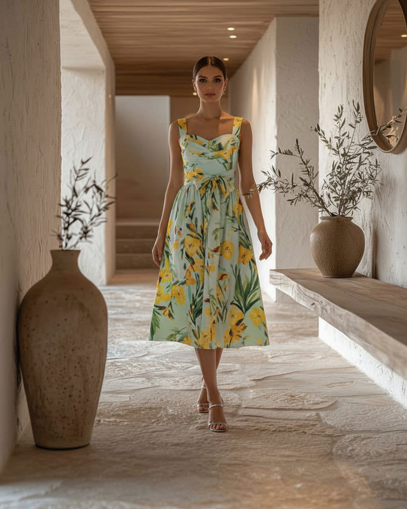 Sweetheart Neckline Midi Dress