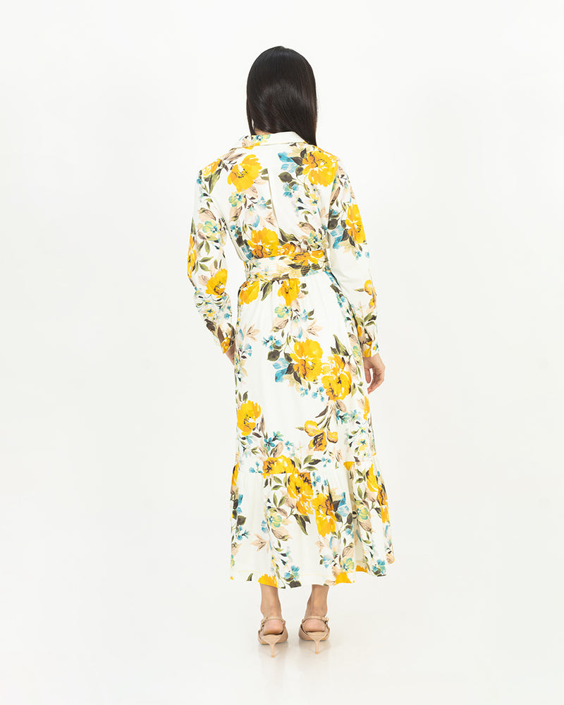 Floral Lapel Midi Dress