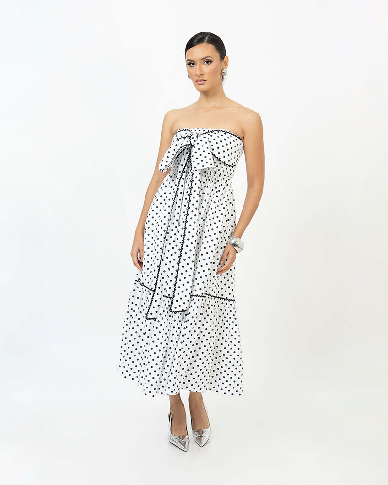 Strapless Bow Midi Dress