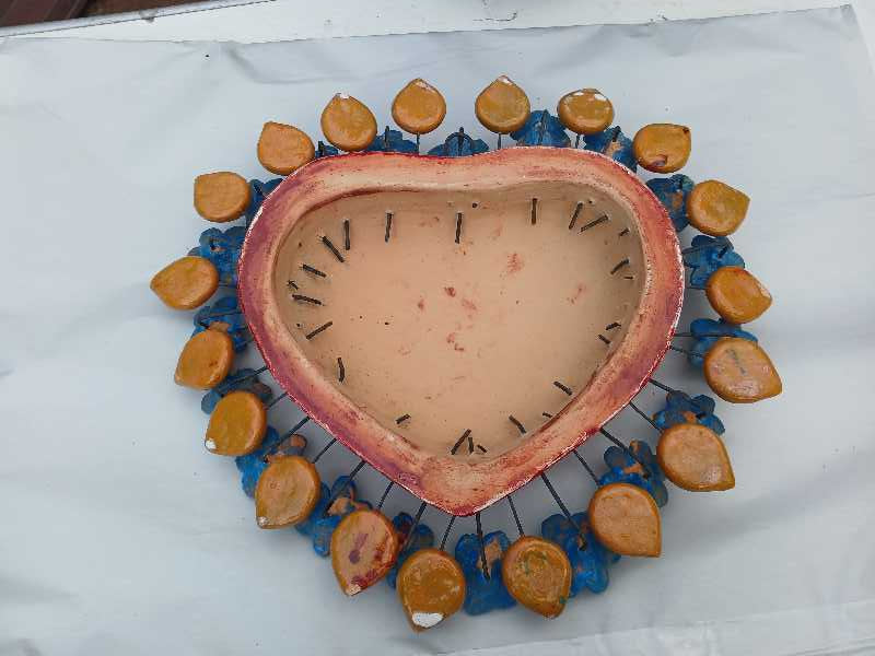 Enameled Heart with Floral Relief