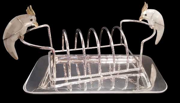 Hammered Bread Basket with Cockatoo Design