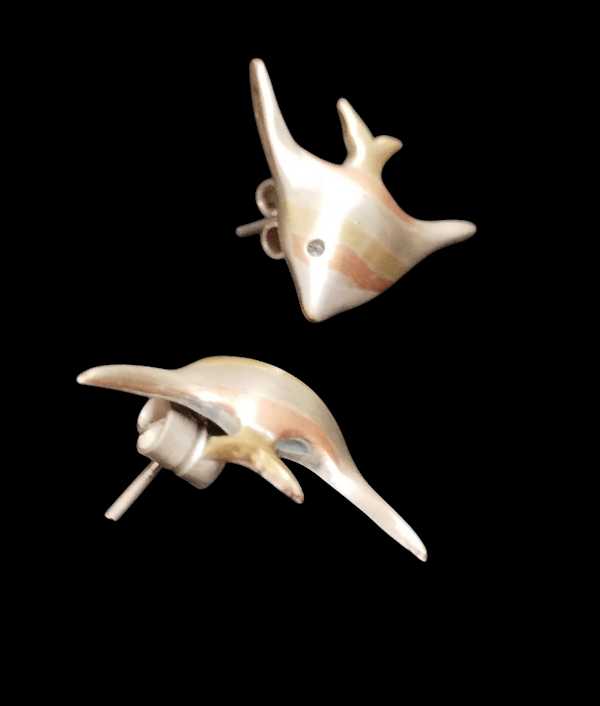 Puffer Fish-Inspired Earrings in Blended Metals