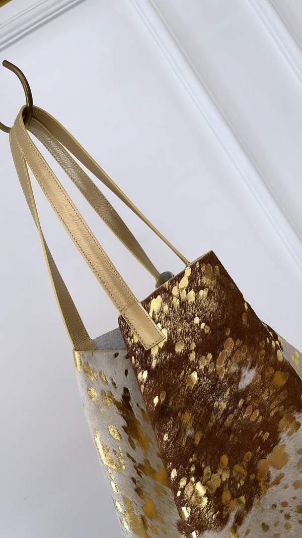 White and Gold Honey Furry Shopping Bag