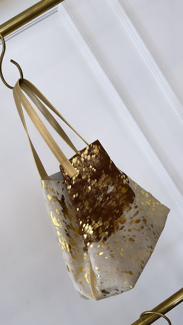 White and Gold Honey Furry Shopping Bag