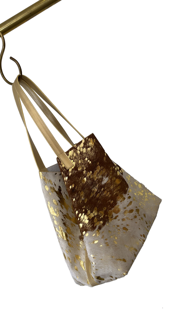 White and Gold Honey Furry Shopping Bag