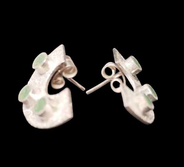 Half-Circle Earrings with Malachite