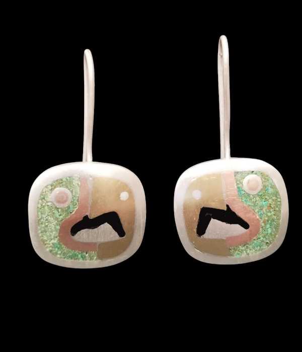 Parrot-Inspired Earrings with Malachite Inlays