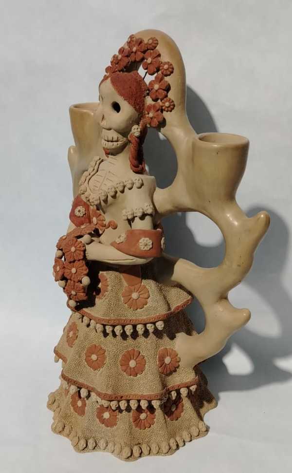 Candleholder Catrina with Natural Clay Finishes