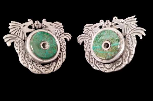 Serpent Earrings with Chalchihuite Stone