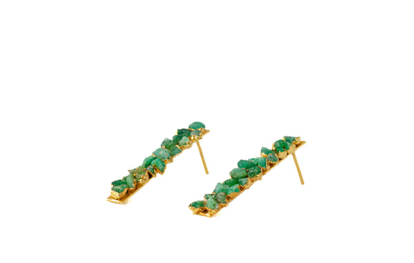 Long Multi Emerald Earrings