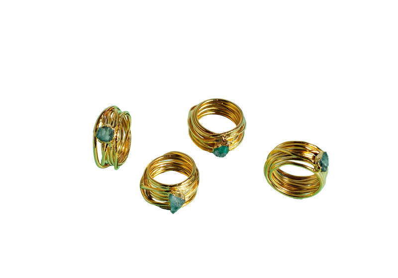 Electro Emerald Threads Ring