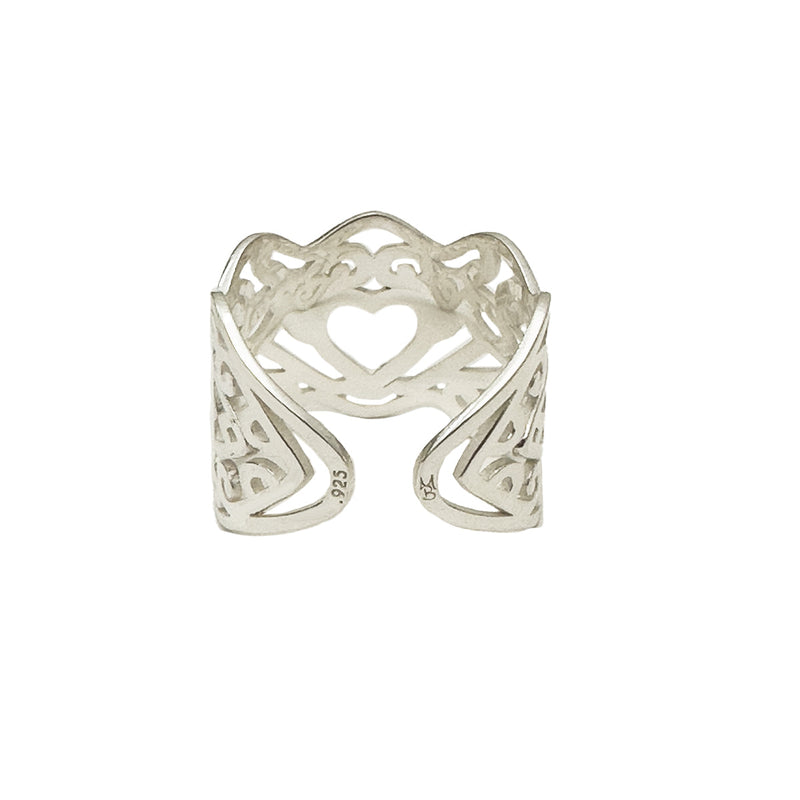Winged Heart Silver Ring