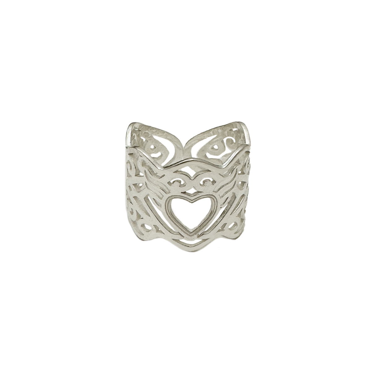 Winged Heart Silver Ring